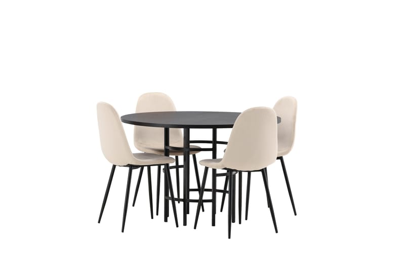Ruokailuryhmä Copenhagen 115 cm Pyöreä 4 Polar Tuolia - Beige - Huonekalut - Pöytä & ruokailuryhmä - Ruokailuryhmä