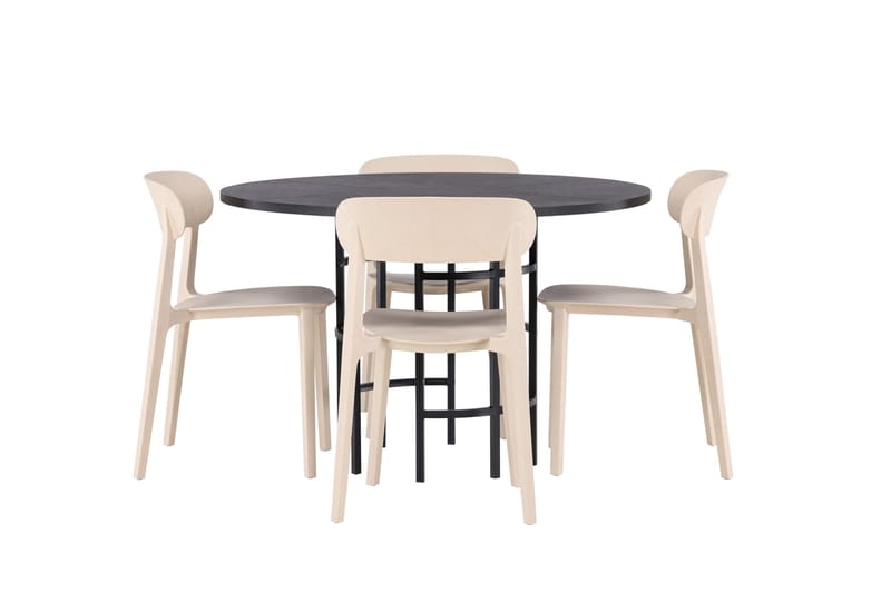 Ruokailuryhmä Copenhagen 115 cm Pyöreä 4 Åstol Tuolia - Beige - Huonekalut - Pöytä & ruokailuryhmä - Ruokailuryhmä