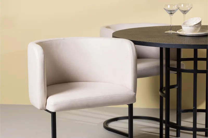 Ruokailuryhmä Copenhagen 115 cm Pyöreä 4 Simrishman Tuolia - Beige - Huonekalut - Pöytä & ruokailuryhmä - Ruokailuryhmä