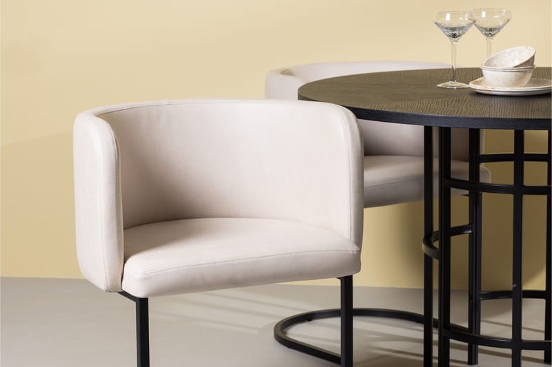 Ruokailuryhmä Copenhagen 115 cm Pyöreä 4 Simrishman Tuolia - Beige - Huonekalut - Pöytä & ruokailuryhmä - Ruokailuryhmä