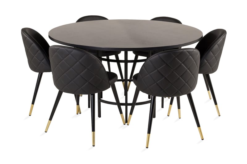 Ruokailuryhmä Copenhagen 6 Chantor tuolia Messinki/Musta, Furniture Fashion