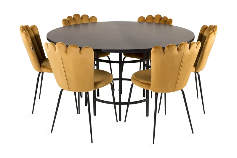 Ruokailuryhmä Copenhagen + 6 Limhamn Tuolia Keltainen, Furniture Fashion