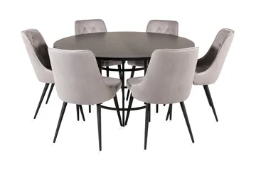 Ruokailuryhmä Copenhamn 6 Chantor Lyx tuolia Musta/Harmaa - Furniture Fashion - Huonekalut - Pöytä & ruokailuryhmä - Ruokailuryhmä