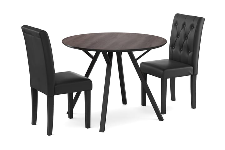 Ruokailuryhmä Cress 100 cm Pyöreä sis 2 Sonnarp tuolia - Musta/Ruskea - Ruokailuryhmä