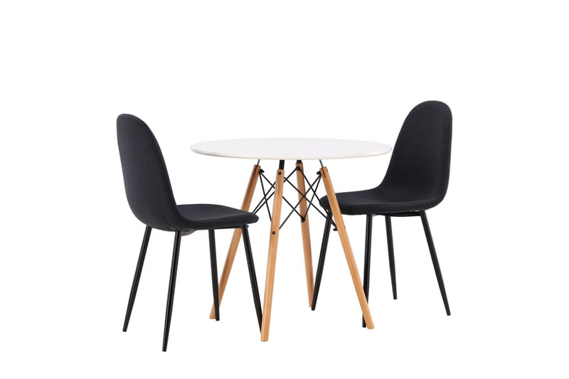 Ruokailuryhmä Danburi 60 cm Pyöreä 2 Polar Tuolia - Musta - Huonekalut - Pöytä & ruokailuryhmä - Ruokailuryhmä