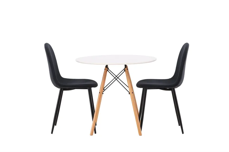 Ruokailuryhmä Danburi 60 cm Pyöreä 2 Polar Tuolia - Musta - Huonekalut - Pöytä & ruokailuryhmä - Ruokailuryhmä