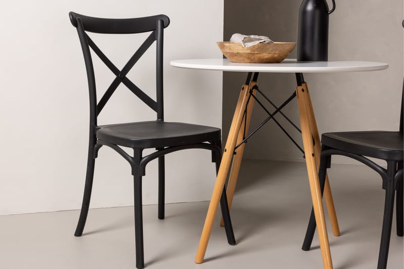 Ruokailuryhmä Danburi 60 cm Pyöreä 2 Crosett Tuolia - Musta - Huonekalut - Pöytä & ruokailuryhmä - Ruokailuryhmä