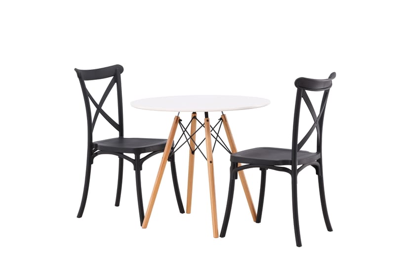 Ruokailuryhmä Danburi 60 cm Pyöreä 2 Crosett Tuolia - Musta - Huonekalut - Pöytä & ruokailuryhmä - Ruokailuryhmä