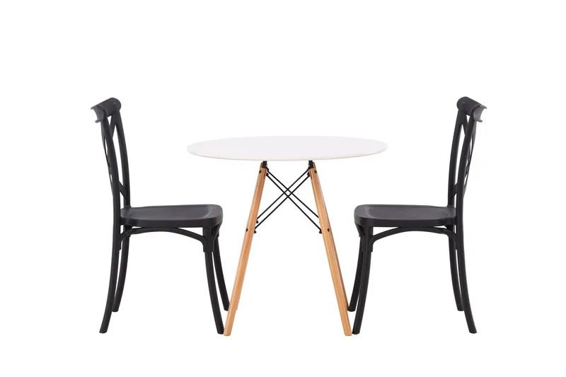 Ruokailuryhmä Danburi 60 cm Pyöreä 2 Crosett Tuolia - Musta - Huonekalut - Pöytä & ruokailuryhmä - Ruokailuryhmä