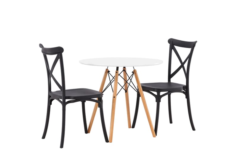 Ruokailuryhmä Danburi 60 cm Pyöreä 2 Crosett Tuolia - Musta - Huonekalut - Pöytä & ruokailuryhmä - Ruokailuryhmä