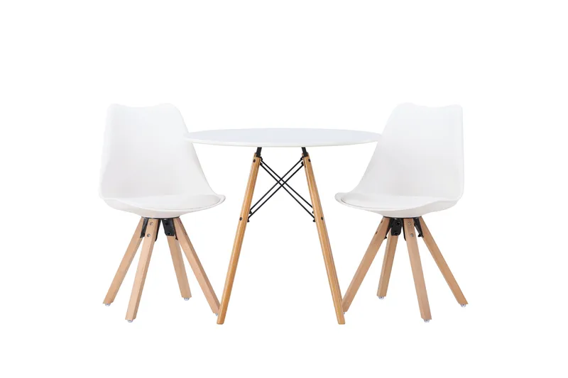 Ruokailuryhmä Danburi 60 cm Pyöreä 2 Zeno Tuolia, Valkoinen