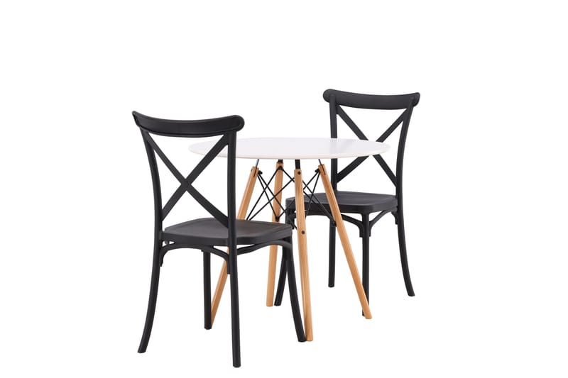 Ruokailuryhmä Danburi 60 cm Pyöreä 2 Crosett Tuolia - Musta - Huonekalut - Pöytä & ruokailuryhmä - Ruokailuryhmä