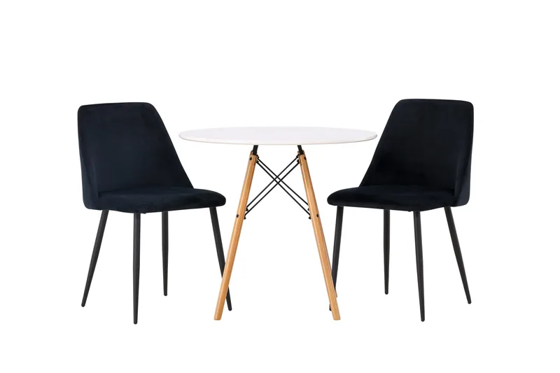 Ruokailuryhmä Danburi 60 cm Pyöreä 2 Night Tuolia, Musta