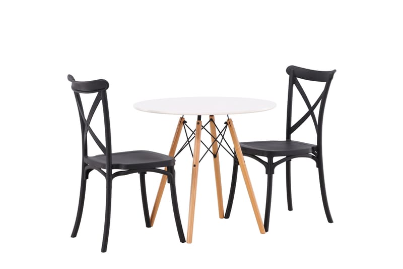 Ruokailuryhmä Danburi 60 cm Pyöreä 2 Crosett Tuolia - Musta - Huonekalut - Pöytä & ruokailuryhmä - Ruokailuryhmä