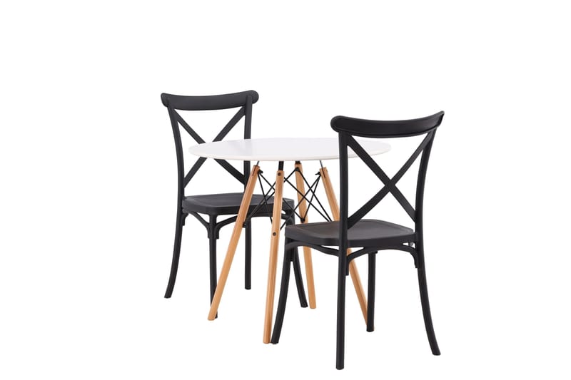 Ruokailuryhmä Danburi 60 cm Pyöreä 2 Crosett Tuolia - Musta - Huonekalut - Pöytä & ruokailuryhmä - Ruokailuryhmä