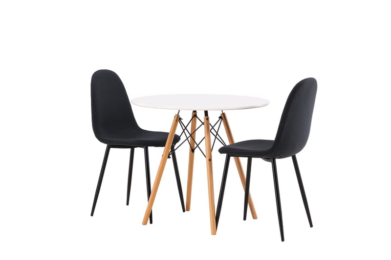 Ruokailuryhmä Danburi 60 cm Pyöreä 2 Polar Tuolia - Musta - Huonekalut - Pöytä & ruokailuryhmä - Ruokailuryhmä