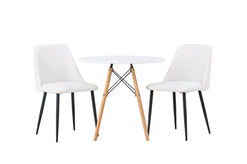 Ruokailuryhmä Danburi 60 cm Pyöreä 2 Night Tuolia, Valkoinen