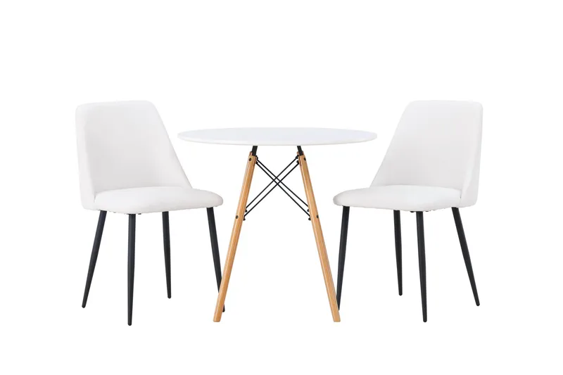 Ruokailuryhmä Danburi 60 cm Pyöreä 2 Night Tuolia, Valkoinen