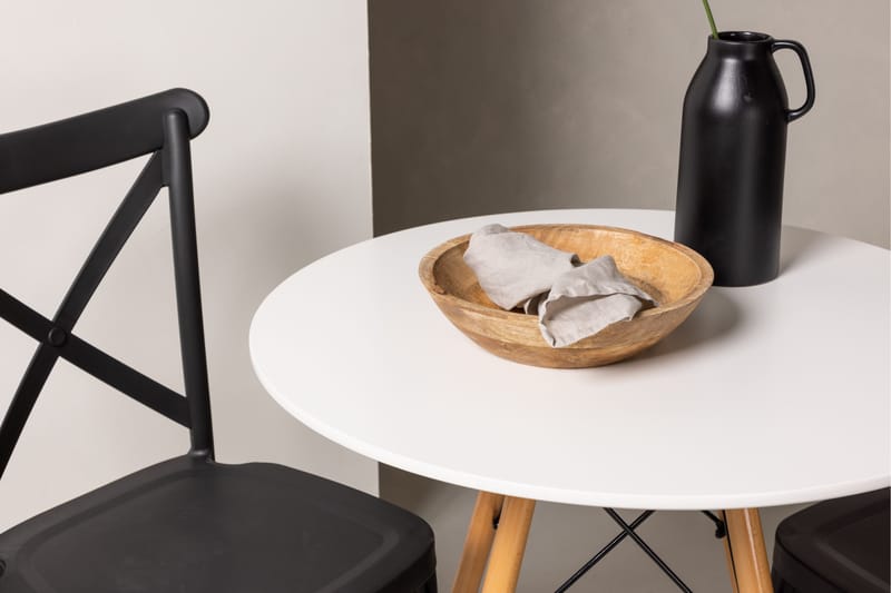Ruokailuryhmä Danburi 60 cm Pyöreä 2 Crosett Tuolia - Musta - Huonekalut - Pöytä & ruokailuryhmä - Ruokailuryhmä