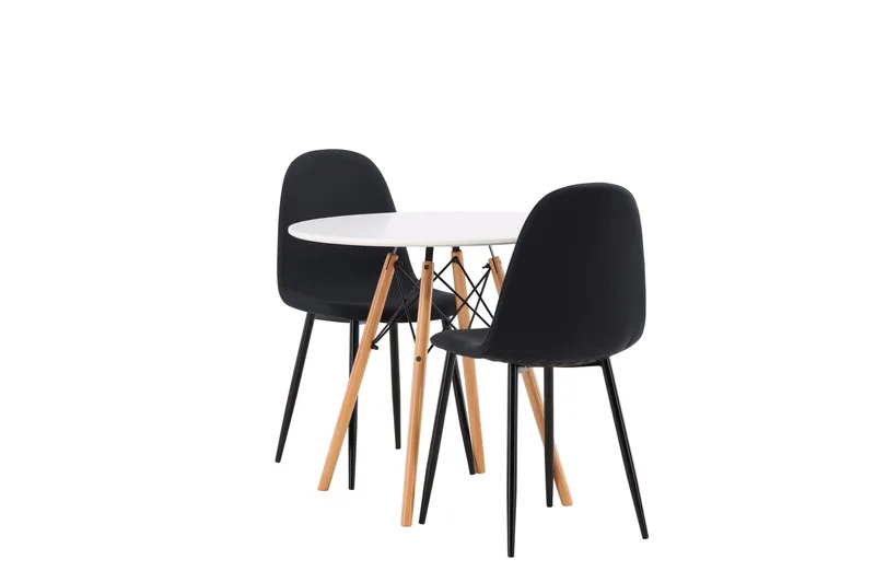 Ruokailuryhmä Danburi 60 cm Pyöreä 2 Polar Tuolia - Musta - Huonekalut - Pöytä & ruokailuryhmä - Ruokailuryhmä