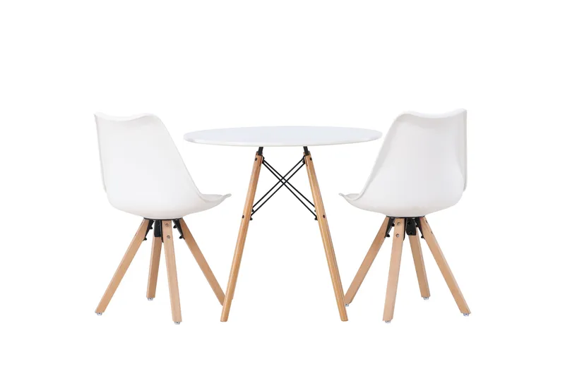 Ruokailuryhmä Danburi 60 cm Pyöreä 2 Zeno Tuolia - Valkoinen - Huonekalut - Pöytä & ruokailuryhmä - Ruokailuryhmä