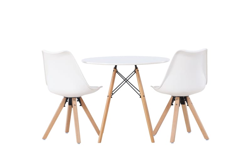 Ruokailuryhmä Danburi 60 cm Pyöreä 2 Zeno Tuolia - Valkoinen - Huonekalut - Pöytä & ruokailuryhmä - Ruokailuryhmä