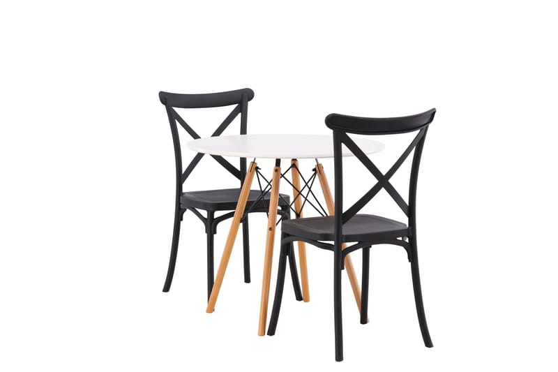 Ruokailuryhmä Danburi 60 cm Pyöreä 2 Crosett Tuolia - Musta - Huonekalut - Pöytä & ruokailuryhmä - Ruokailuryhmä