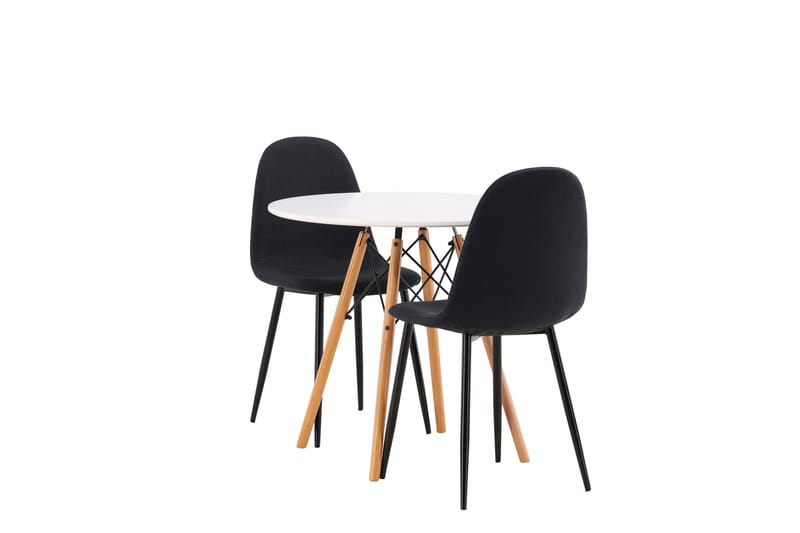 Ruokailuryhmä Danburi 60 cm Pyöreä 2 Polar Tuolia - Musta - Huonekalut - Pöytä & ruokailuryhmä - Ruokailuryhmä