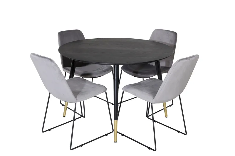 Ruokailuryhmä Dipp 115 cm Pyöreä 4 Muce Tuolia, Musta/Kulta