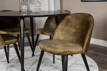 Ruokailuryhmä Dipp 115 cm Pyöreä 4 Velvet Tuolia - Musta - Huonekalut - Pöytä & ruokailuryhmä - Ruokailuryhmä