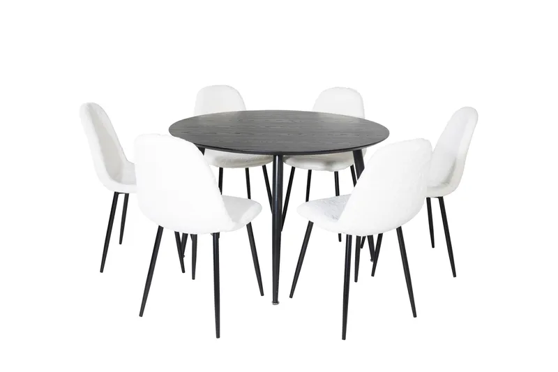 Ruokailuryhmä Dipp 115 cm Pyöreä 6 Polar Tuolia, Musta