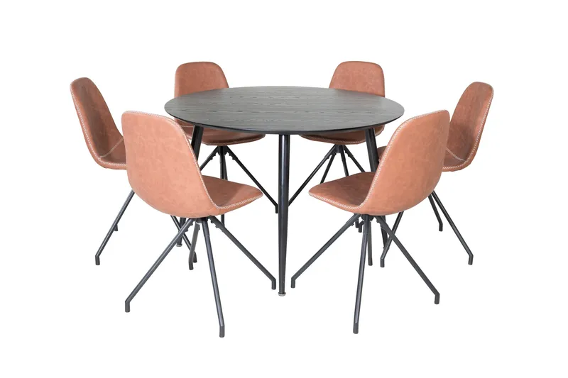 Ruokailuryhmä Dipp 115 cm Pyöreä 6 Polar Tuolia, Musta