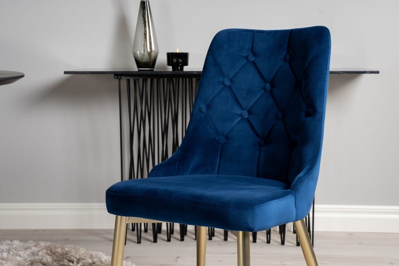 Ruokailuryhmä Dipp 115 cm Pyöreä 4 Velvet Tuolia - Musta - Huonekalut - Pöytä & ruokailuryhmä - Ruokailuryhmä