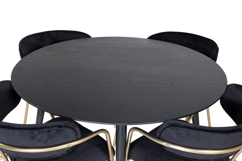 Ruokailuryhmä Dipp 115 cm Pyöreä 4 Arrow Tuolia - Musta/Kulta - Huonekalut - Pöytä & ruokailuryhmä - Ruokailuryhmä