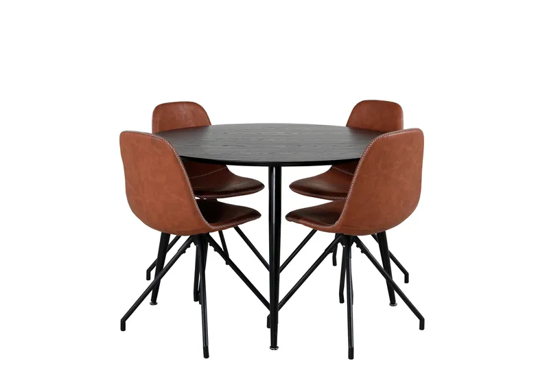 Ruokailuryhmä Dipp 115 cm Pyöreä 4 Polar Tuolia, Musta