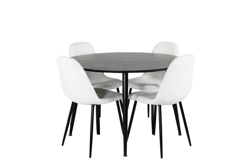 Ruokailuryhmä Dipp 115 cm Pyöreä 4 Polar Tuolia, Musta