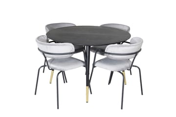 Ruokailuryhmä Dipp 115 cm Pyöreä 4 Arrow Tuolia