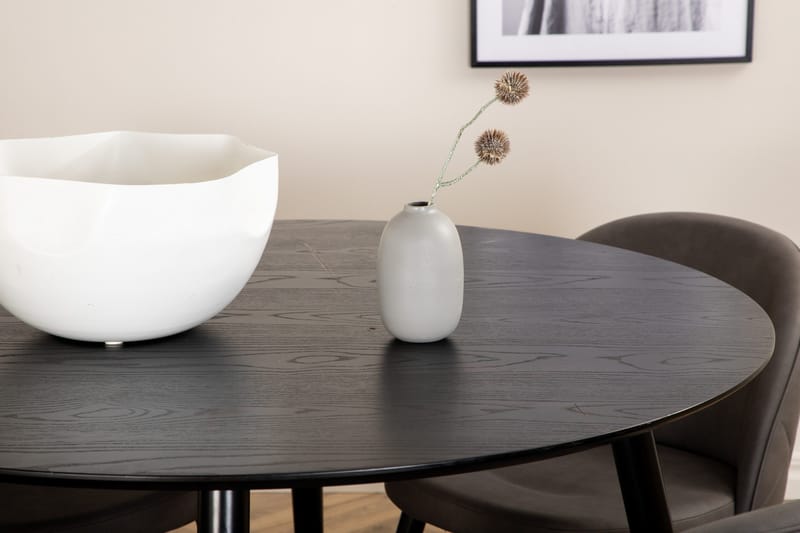 Ruokailuryhmä Dipp 115 cm Pyöreä 4 Velvet Tuolia - Musta - Huonekalut - Pöytä & ruokailuryhmä - Ruokailuryhmä