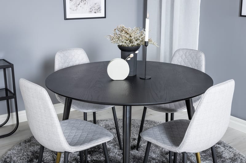 Ruokailuryhmä Dipp 115 cm Pyöreä 4 Polar Tuolia - Musta/Kulta - Huonekalut - P öytä & ruokailuryhmä - Ruokailuryhmä