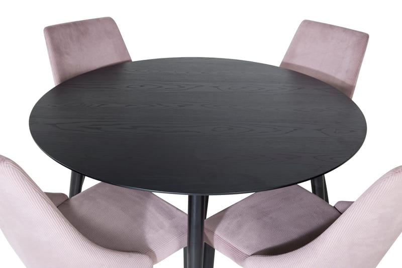 Ruokailuryhmä Dipp 115 cm Pyöreä 4 Leone Tuolia - Musta - Huonekalut - Pöytä & ruokailuryhmä - Ruokailuryhmä