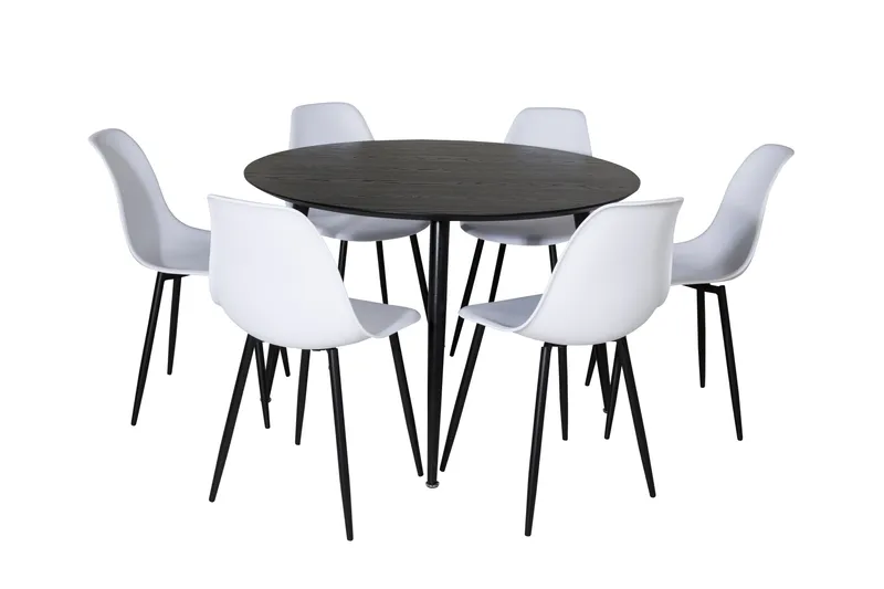 Ruokailuryhmä Dipp 115 cm Pyöreä 6 Polar Tuolia, Musta