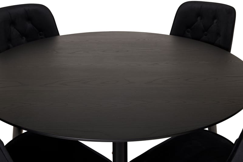 Ruokailuryhmä Dipp 115 cm Pyöreä 4 Velvet Deluxe Tuolia - Musta/Kulta - Huonekalut - Pöytä & ruokailuryhmä - Ruokailuryhmä