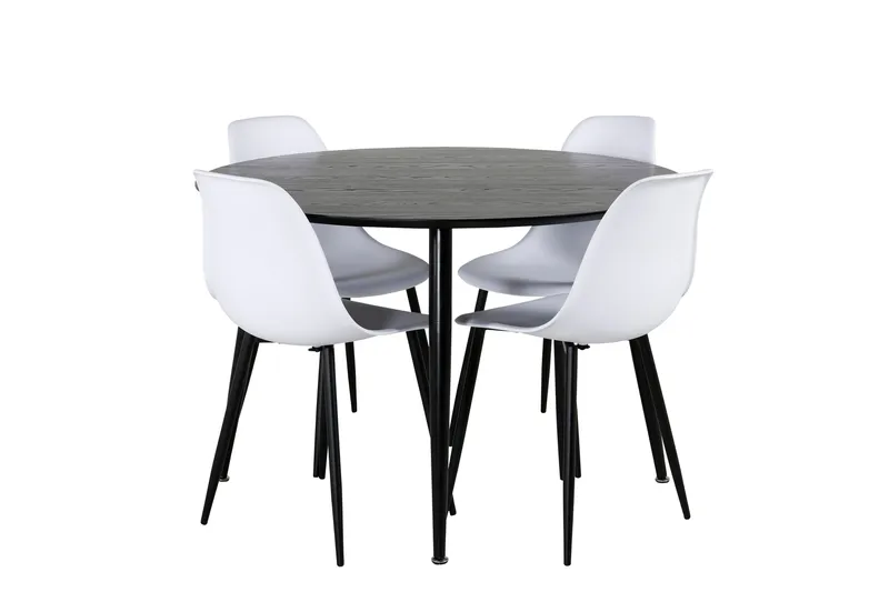 Ruokailuryhmä Dipp 115 cm Pyöreä 4 Polar Tuolia, Musta