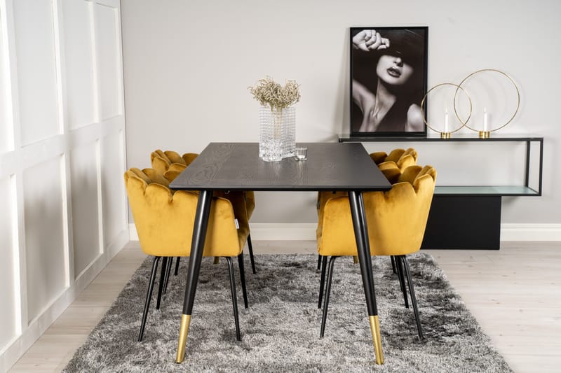 Ruokailuryhmä Dipp 180 cm Suorakulmainen 4 Limhamn Tuolia - Musta/Kulta - Huonekalut - Pöytä & ruokailuryhmä - Ruokailuryhmä