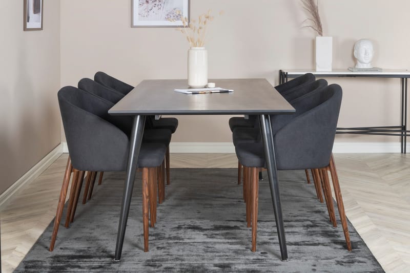 Ruokailuryhmä Dipp 180 cm Suorakulmainen 6 Arch Tuolia - Musta - Huonekalut - Pöytä & ruokailuryhmä - Ruokailuryhmä