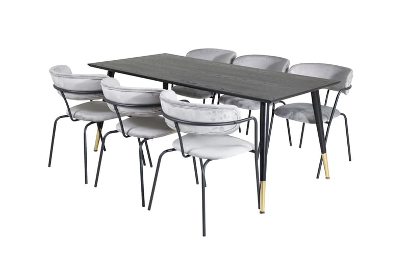 Ruokailuryhmä Dipp 180 cm Suorakulmainen 6 Arrow Tuolia - Musta/Kulta - Huonekalut - Pöytä & ruokailuryhmä - Ruokailuryhmä