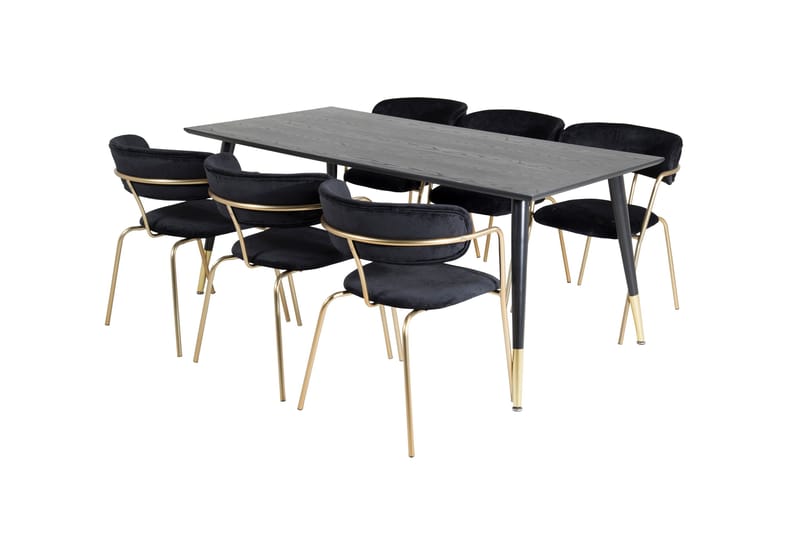 Ruokailuryhmä Dipp 180 cm Suorakulmainen 6 Arrow Tuolia - Musta/Kulta - Huonekalut - P öytä & ruokailuryhmä - Ruokailuryhmä