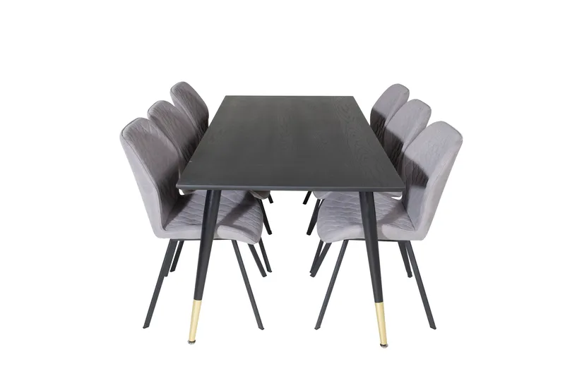 Ruokailuryhmä Dipp 180 cm Suorakulmainen 6 Gemma Tuolia, Musta/Kulta