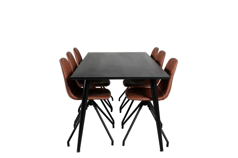 Ruokailuryhmä Dipp 180 cm Suorakulmainen 6 Polar Tuolia, Musta