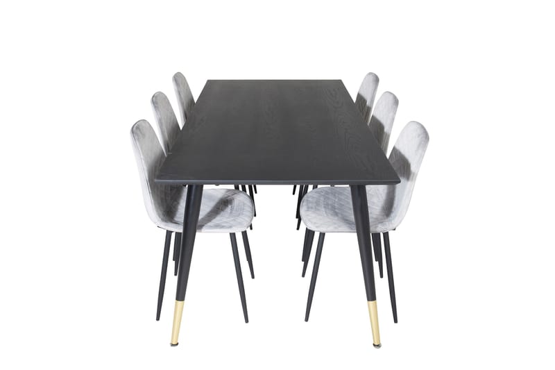 Ruokailuryhmä Dipp 180 cm Suorakulmainen 6 Polar Tuolia, Musta/Kulta